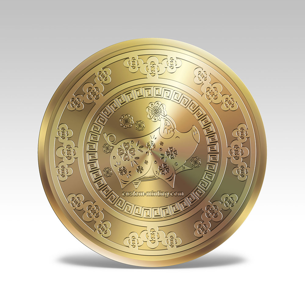 Chinese Zodiac 2019 Year of The Bore Medallion Gold Coin